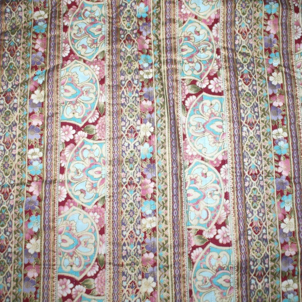 FABRIC - #1258- Quilted - Paisley Floral Asian Stripe - 48 X 36